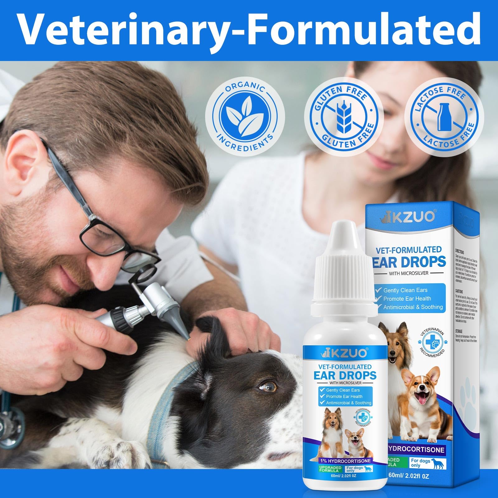 Recomendado por veterinarios para cuidado suave de orejas caninas.
