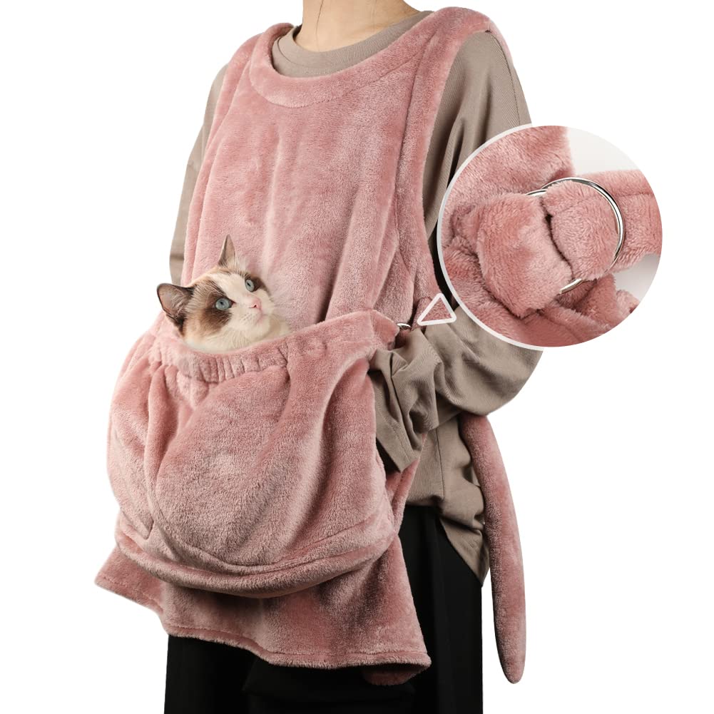 La La Pet Delantal Transportin Gatos Ajustable Rosa, ideal para paseos cómodos.