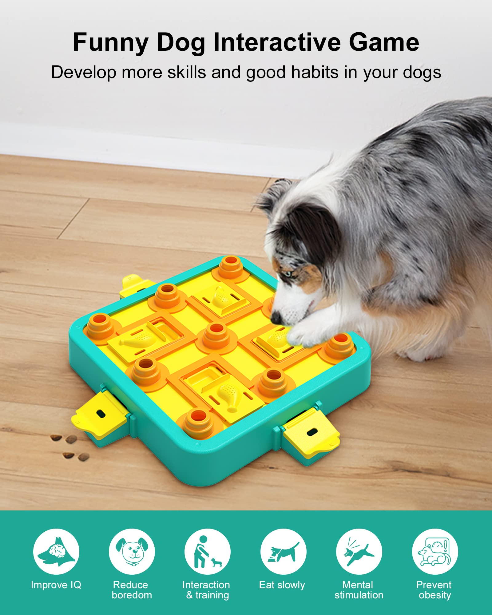 LACCEN Juguete puzzle perro nivel-3 – compartimentos deslizables para premiar despacio