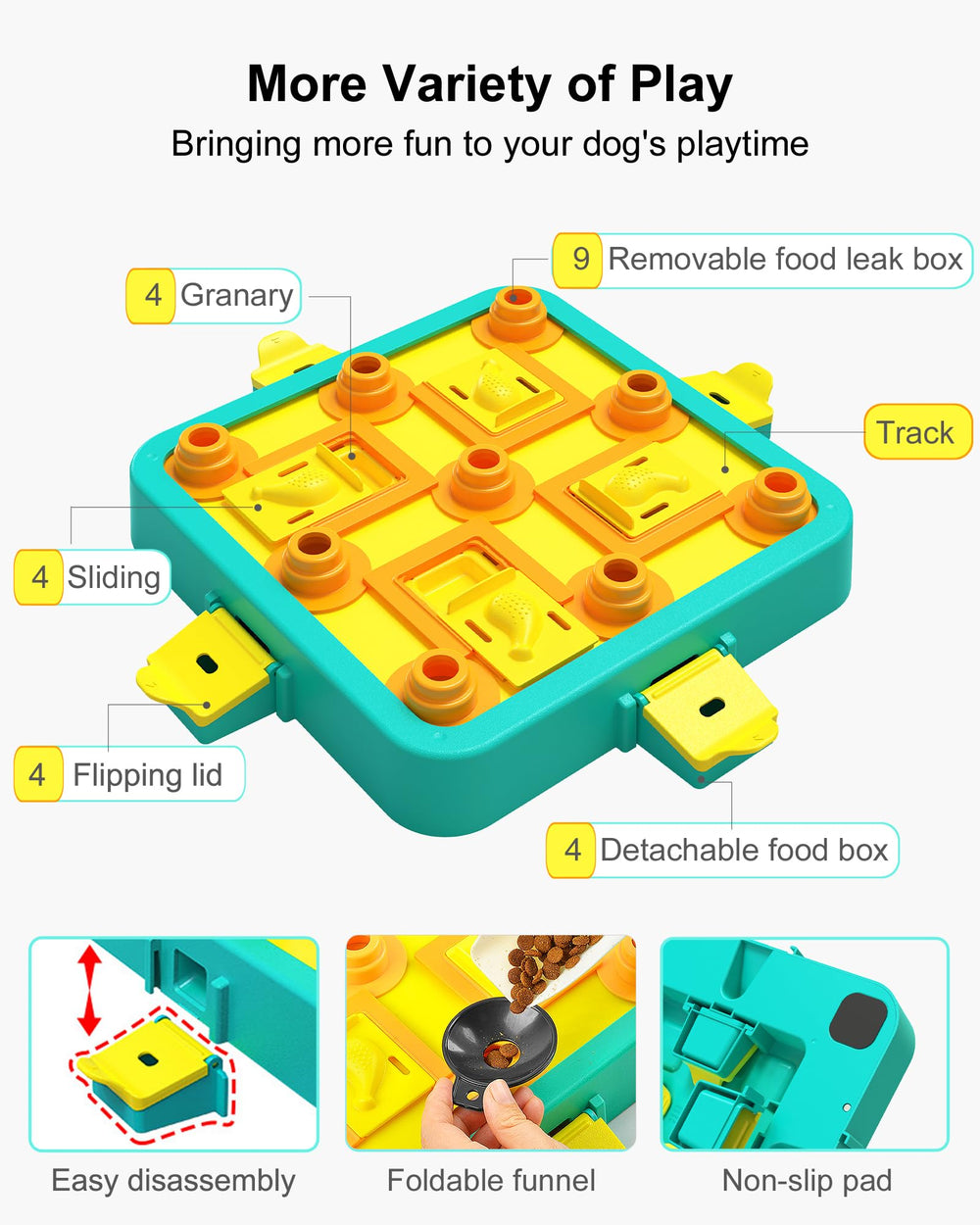 LACCEN Juguete puzzle perro nivel-3 – tapas volteables con retos progresivos