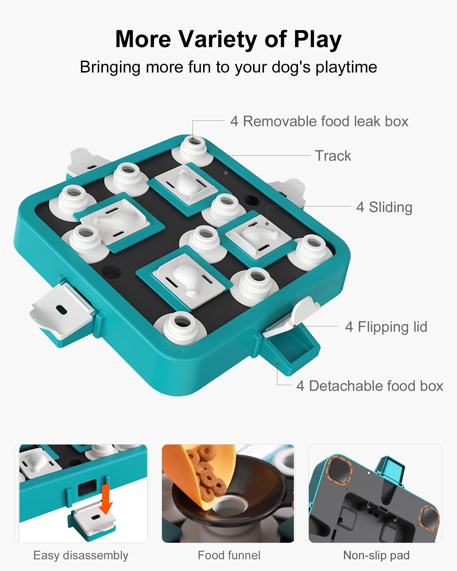 LACCEN Juguete rompecabezas para perros con cajas móviles: reto variable para cada juego.