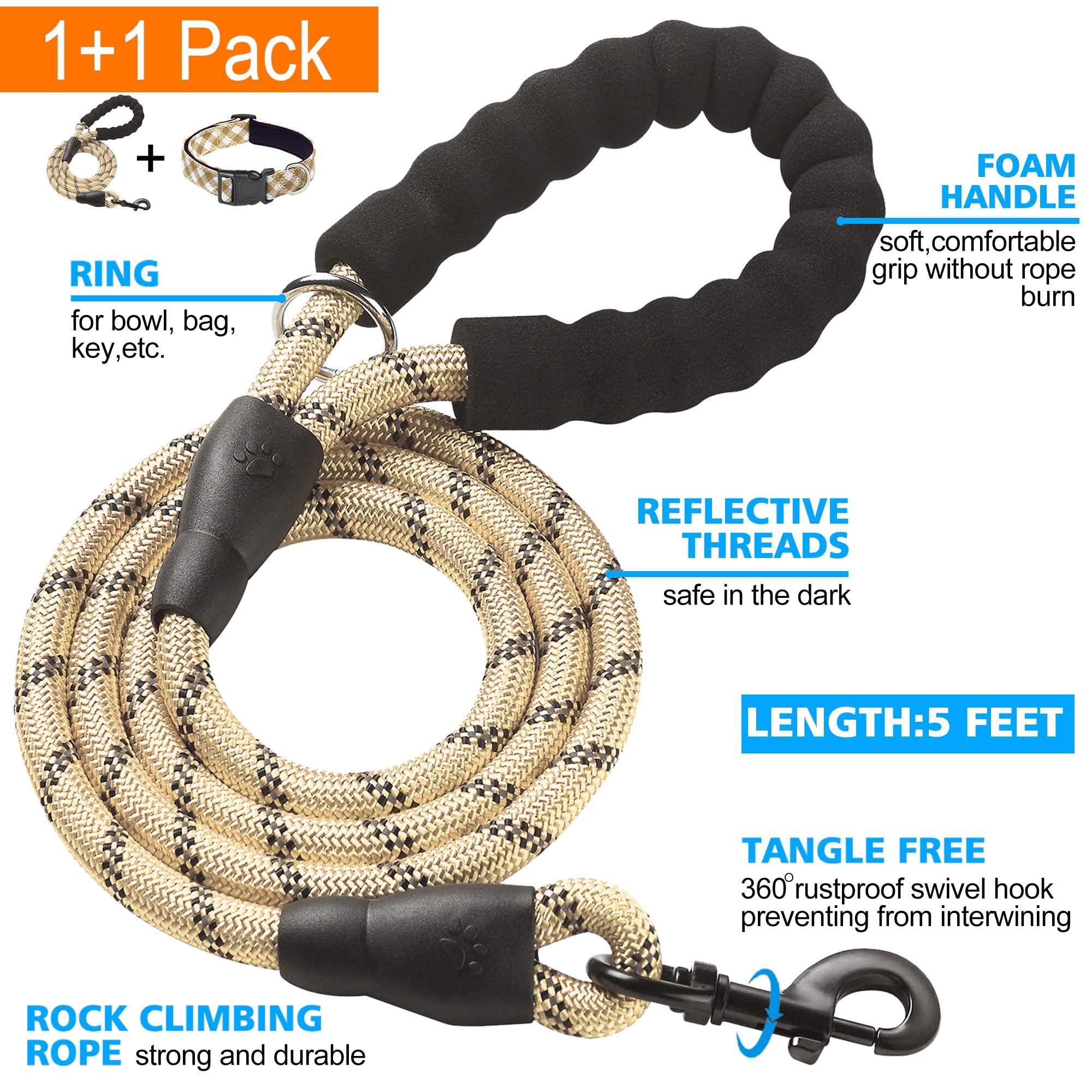 Collar ajustable de nylon Ladoogo para perros pequeños, medianos y grandes.
