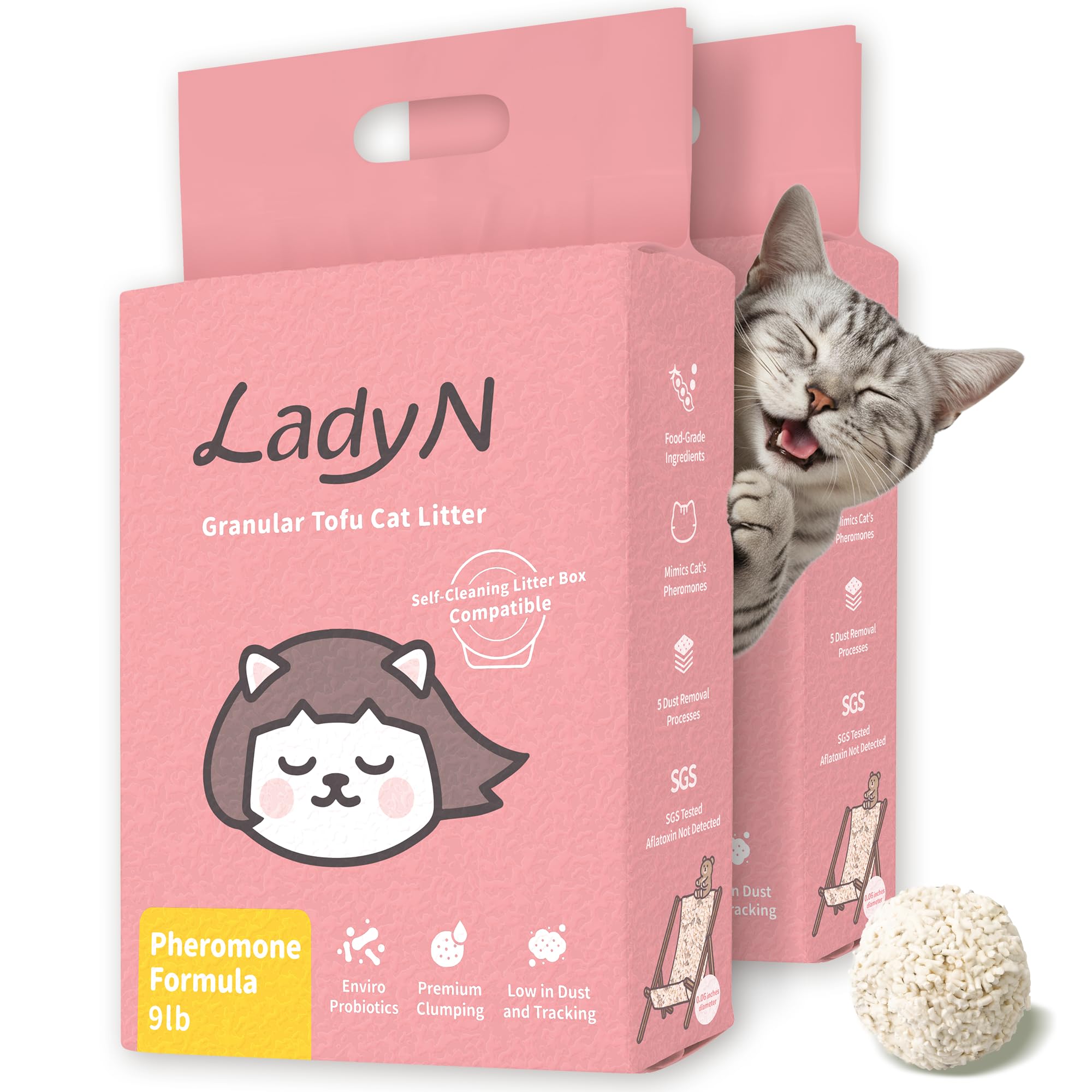 Lady N Arena de tofu atractiva para gatos fomenta el uso correcto de la caja.