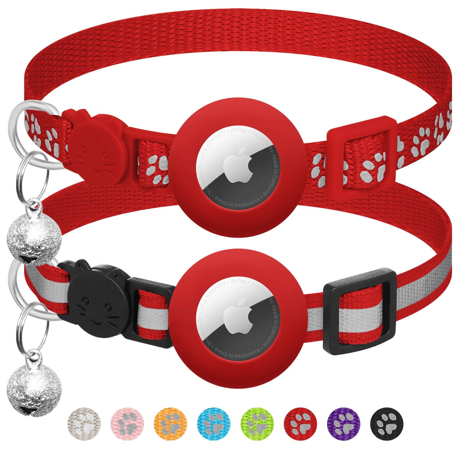 Collar Lafayi para gatos con estuche de silicona para AirTag, protección ligera
