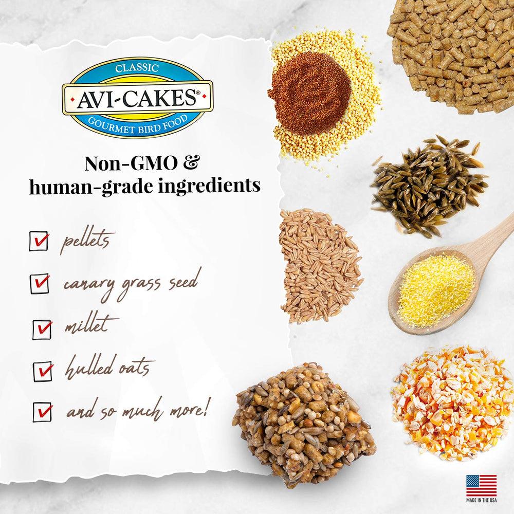 Avi-Cakes de LAFEBER'S con ingredientes naturales sin colorantes artificiales.