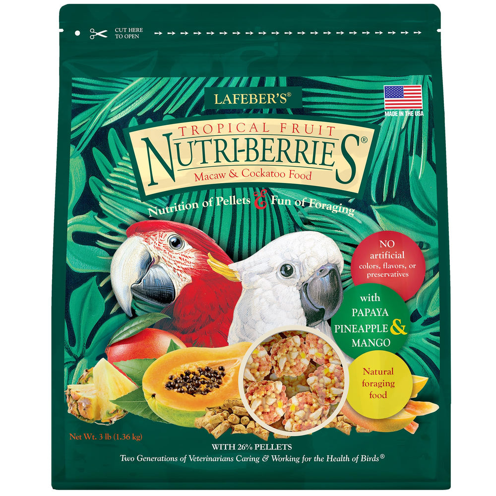LAFEBER'S Nutri-Berries fruta tropical para guacamayos y cacatúas, trozos coloridos para forraje