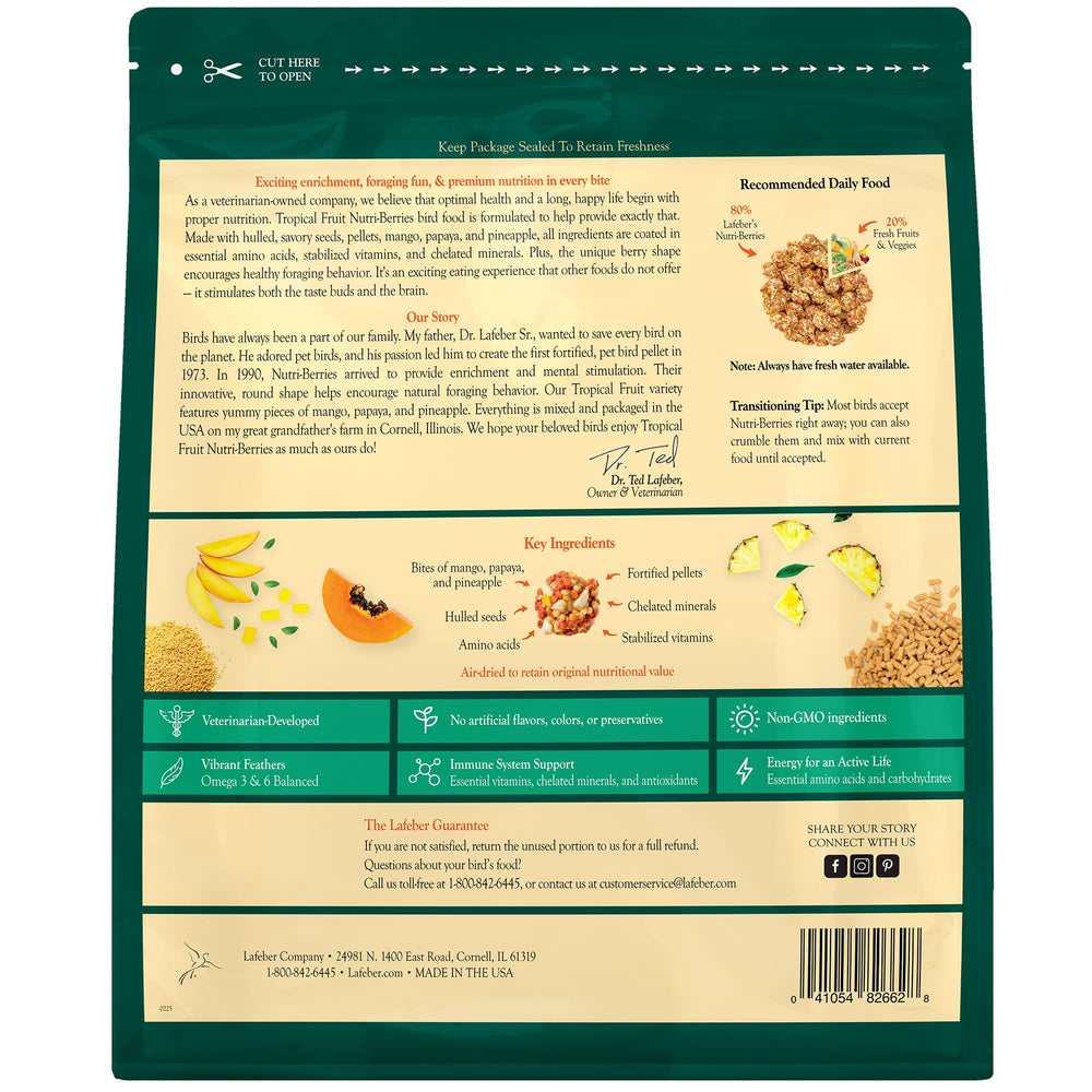 LAFEBER'S nutrición completa para guacamayos y cacatúas con forraje doble