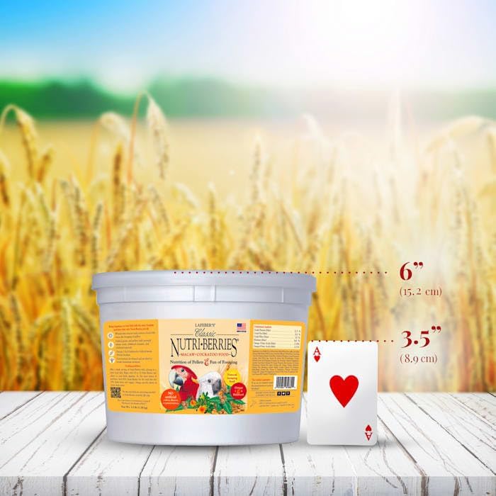 Lafeber's Nutri-Berries forma redonda para juego de pico y ejercicio.