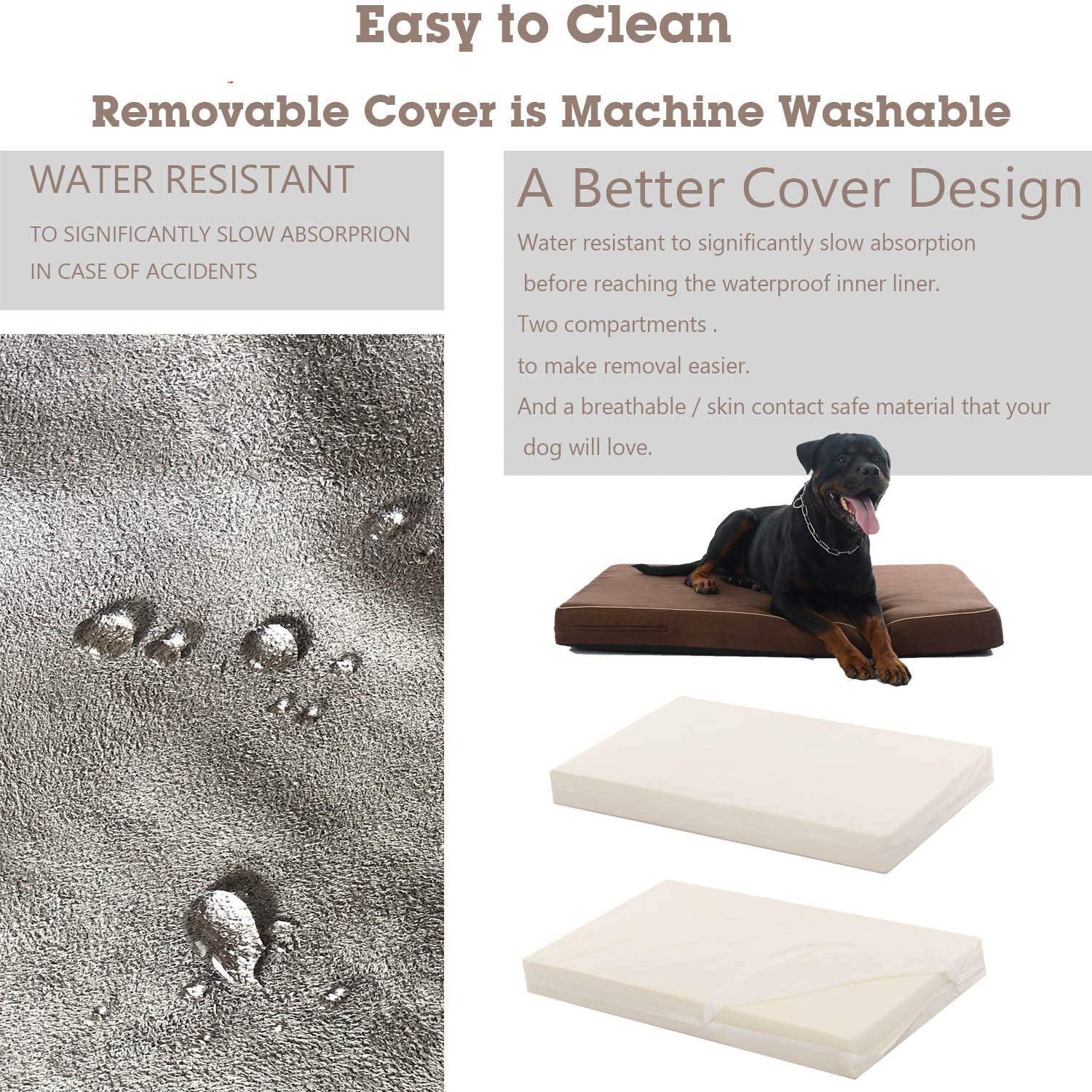 Laifug cama con forro impermeable interior protege la espuma y prolonga la vida útil.
