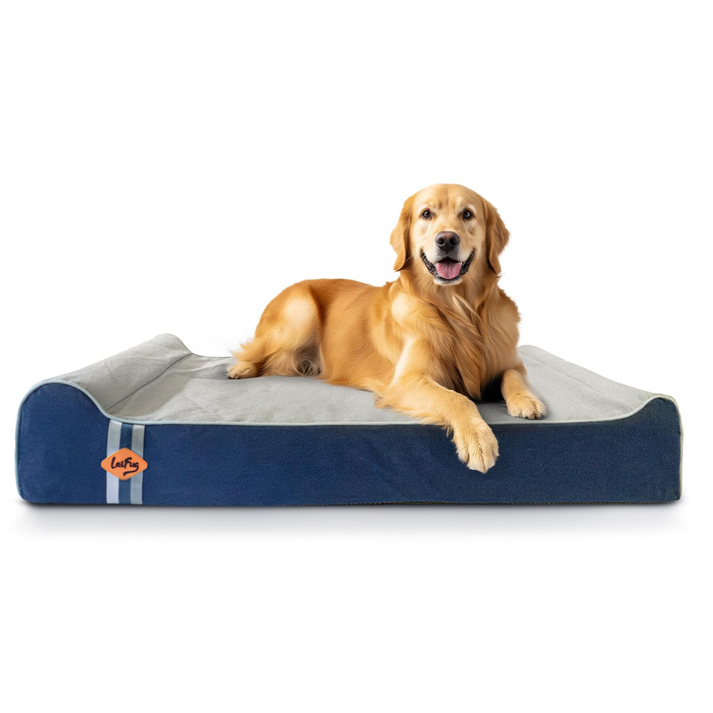 Laifug cama ortopédica para perro con espuma de memoria 50-36-10, gris azul, soporte cómodo.