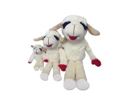 Lamb Chop, juguete perro flexible con textura suave, ideal para masticar y abrazar.