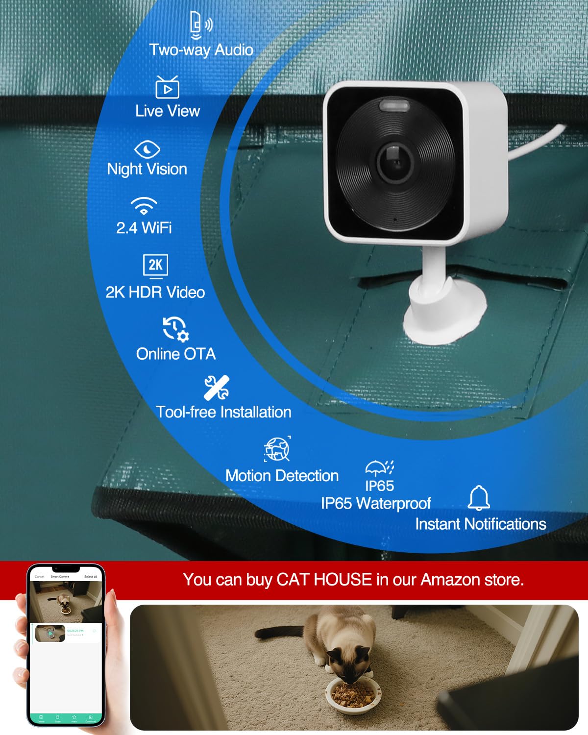 Lamlingo cámara detección de movimiento con notificaciones instantáneas para tu hogar y mascotas