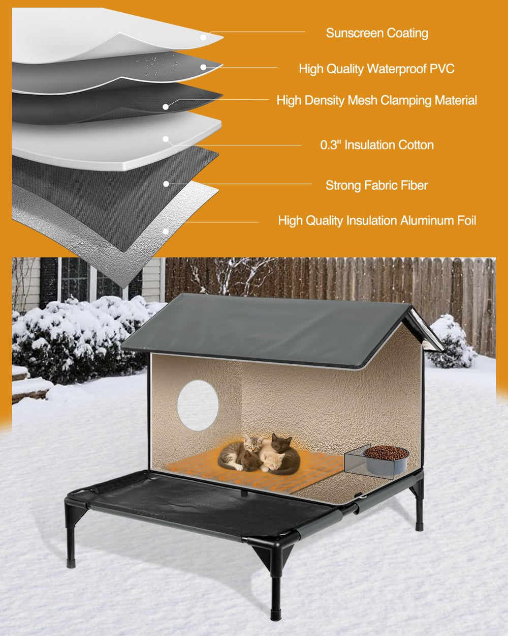 Lamlingo casa gato caliente exterior placa calefactora UL incluida.