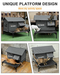 Lamlingo casa gato caliente exterior con puerta de escape para seguridad.