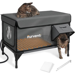 Lamlingo casa de gato caliente exterior XL, refugio cálido para felinos al aire libre