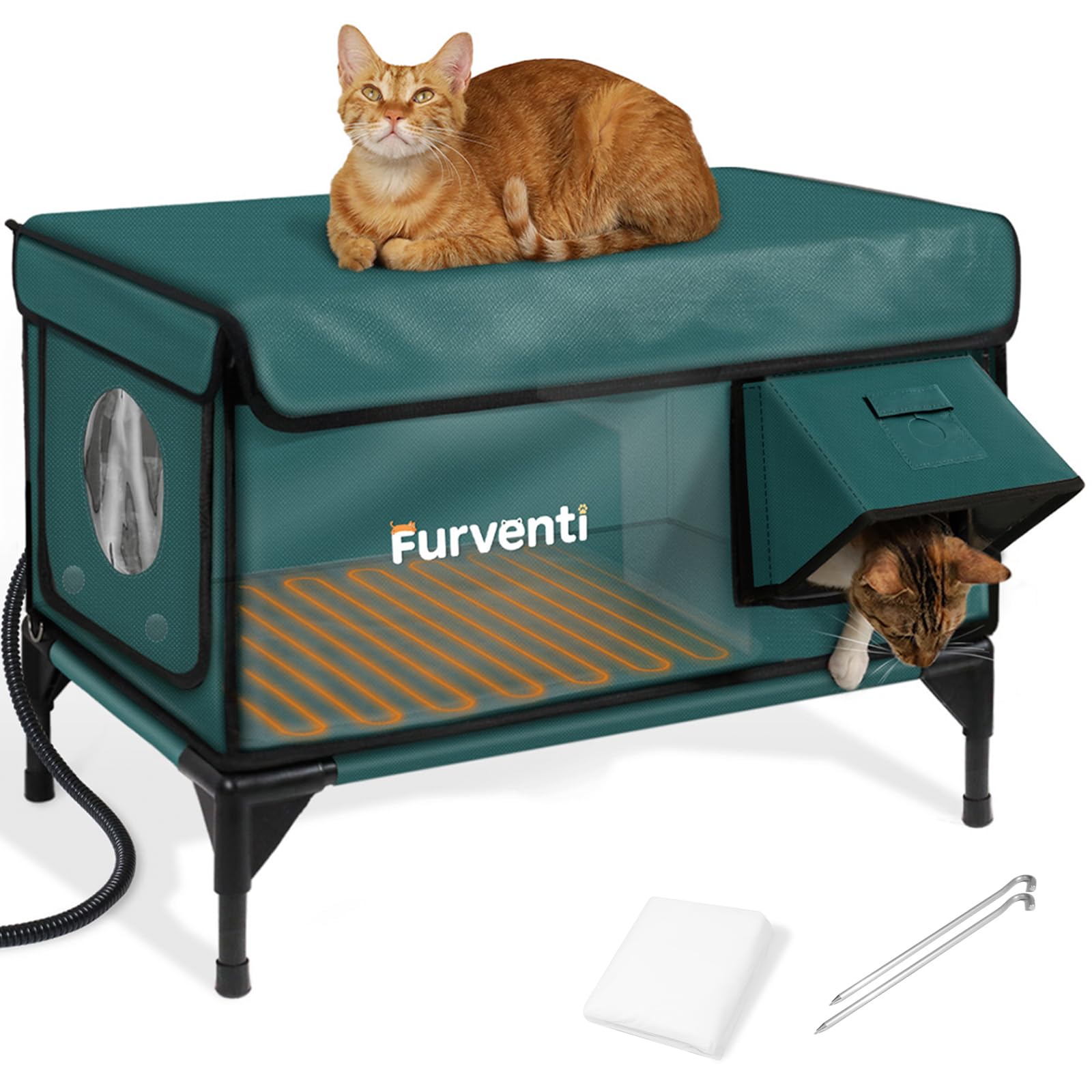Lamlingo casa-gato-caliente-exterior, refugio cálido para gatos al aire libre