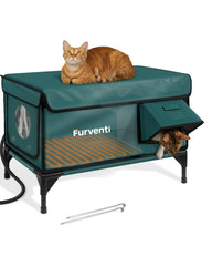 Lamlingo casa gato exterior aislada en verde oscuro: protege contra frío y lluvia.