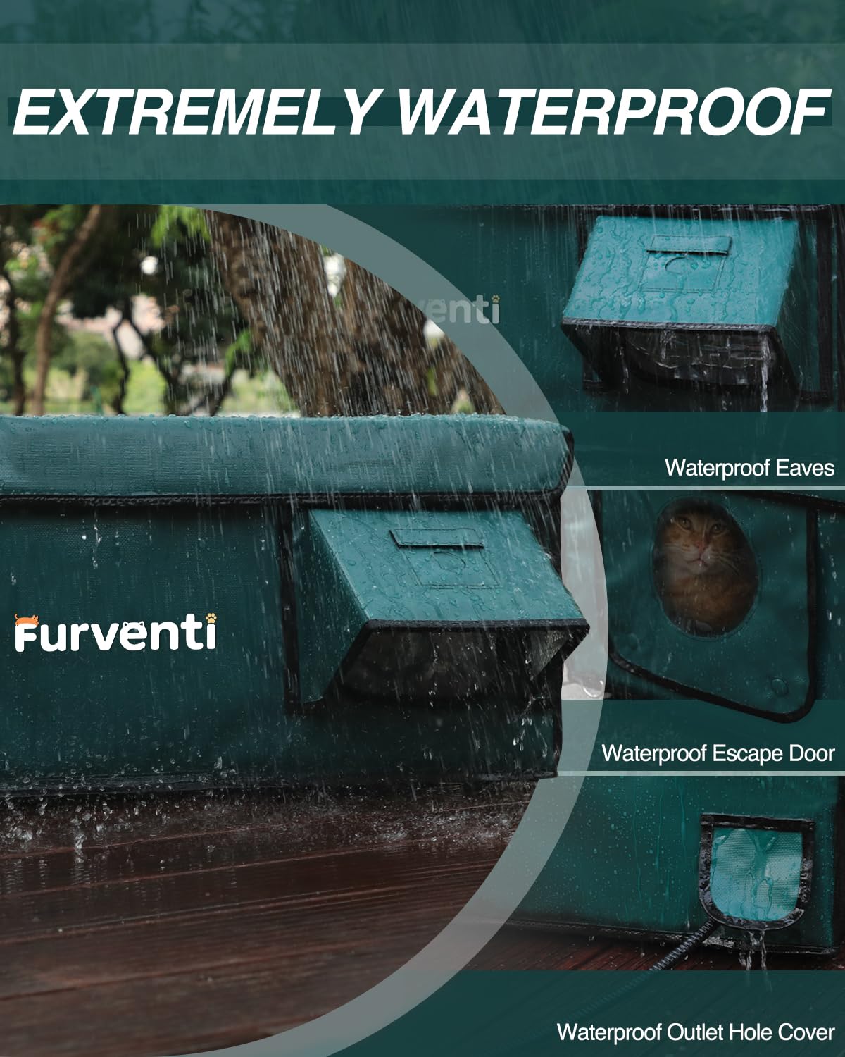 Lamlingo casa-gato-exterior-techo-impermeable: protege de la lluvia.