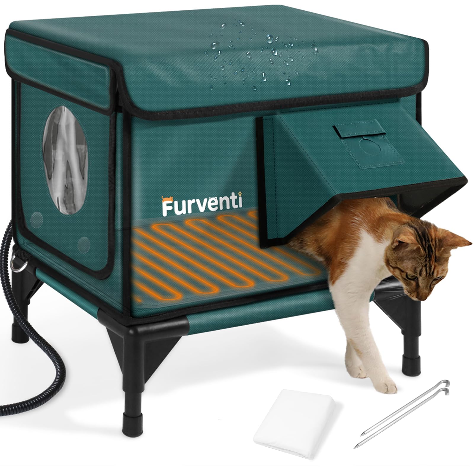 Lamlingo casa gatos caliente exterior, refugio cálido para días fríos.