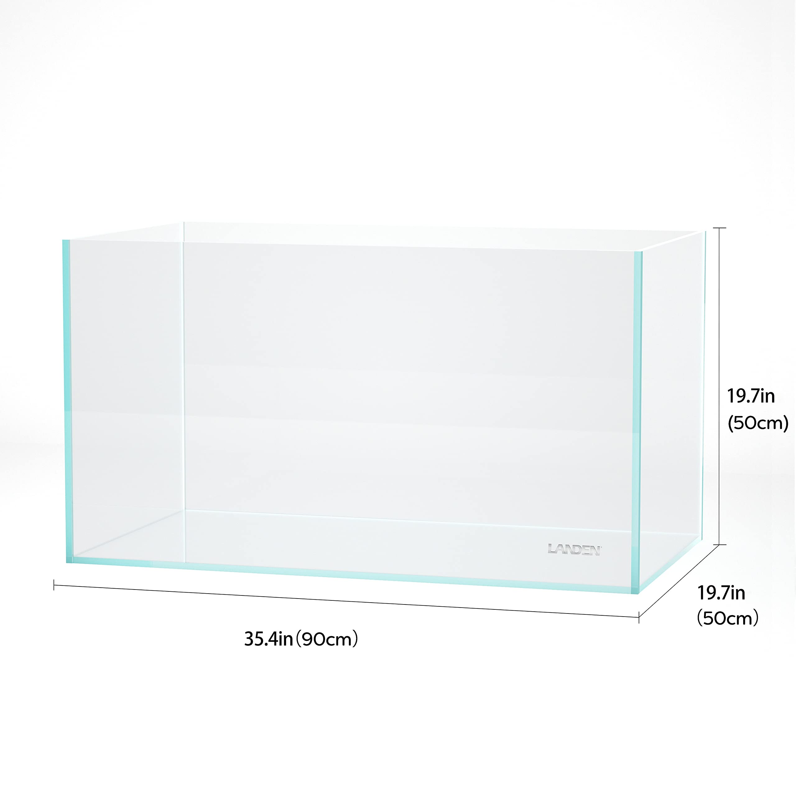 LANDEN 90P acuario con vidrio bajo hierro y alta transparencia para colores vivos.
