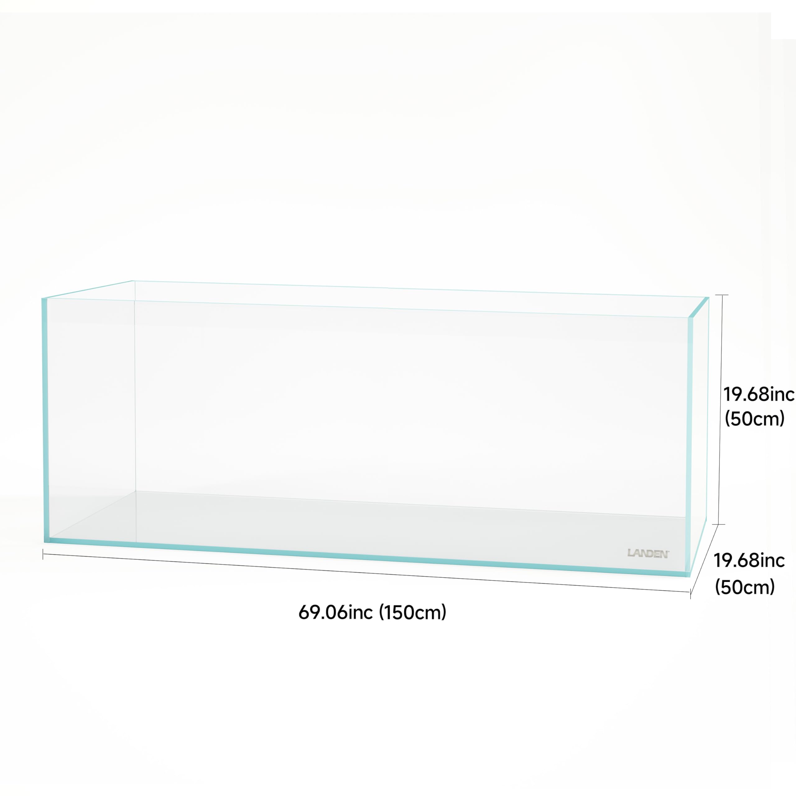 LANDEN acuario 150 cm, vidrio bajo hierro, transmisión de luz para colores vivos.