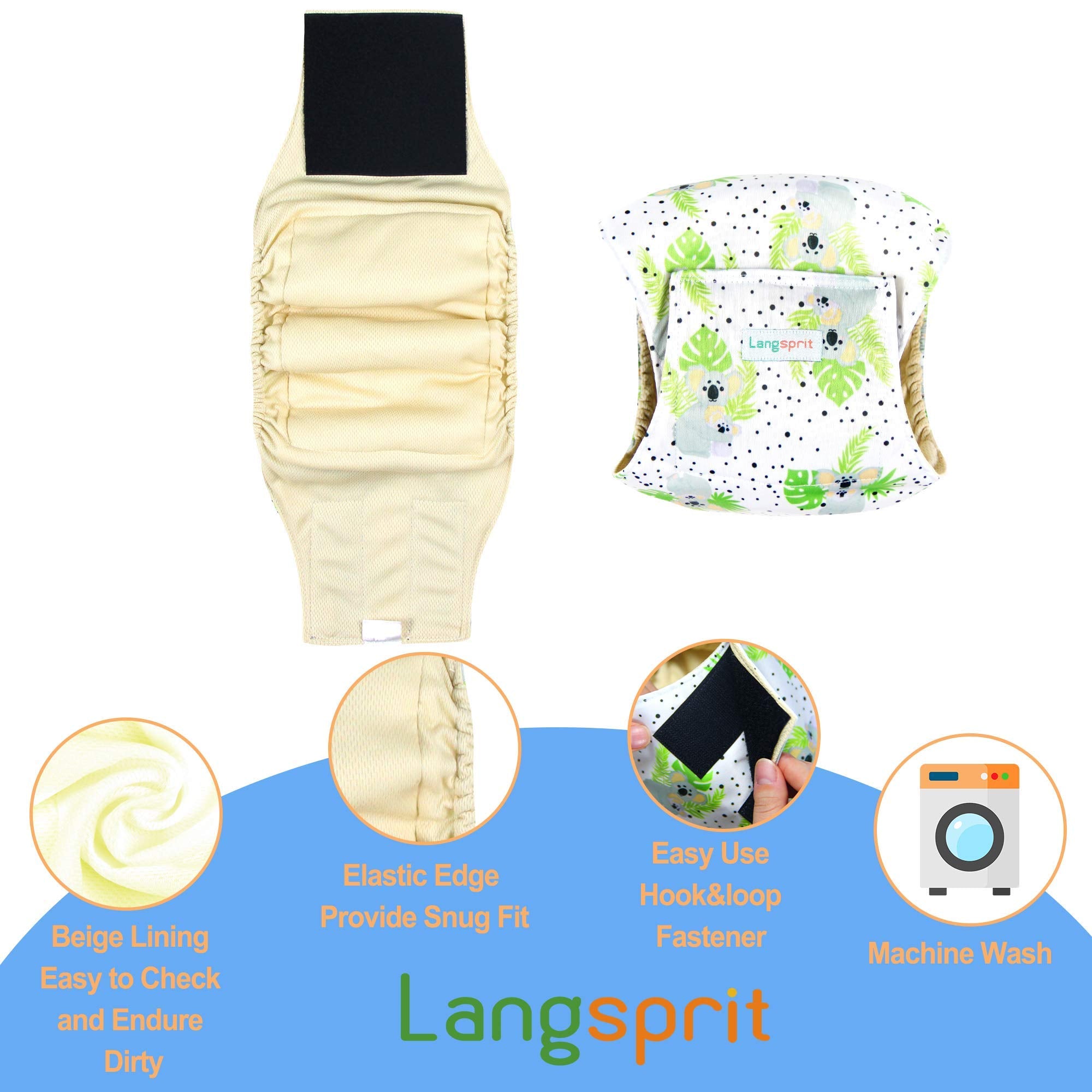 Bandas Langsprit para perro macho, diseño elástico que se ajusta sin deslizarse.