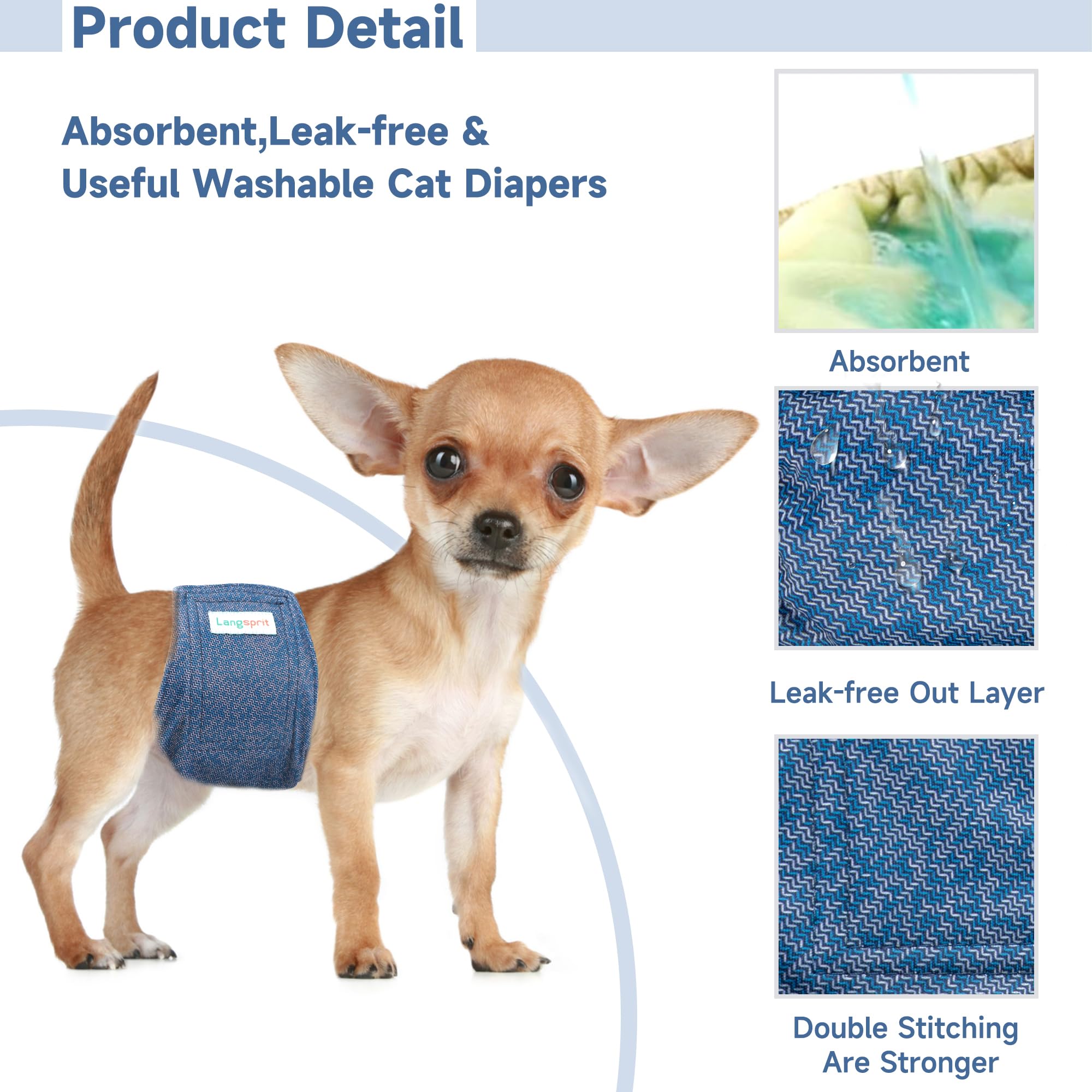 Langsprit banda de panza macho para perros lavable a máquina y reutilizable