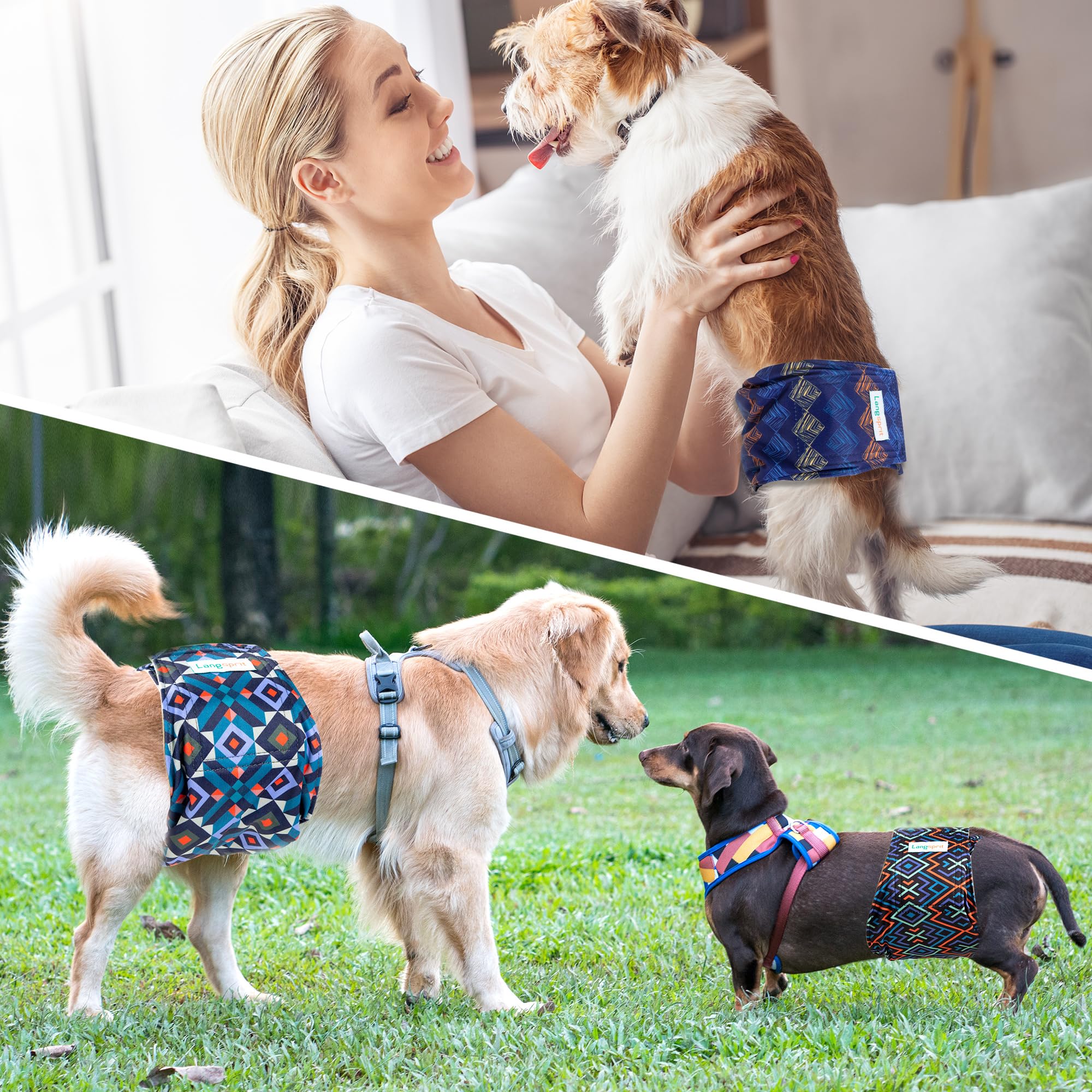 Langsprit Bandas barriga perros: costuras duraderas para lavado repetido