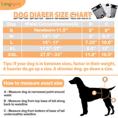 Langsprit pañales para perros, ajuste con cierres para un ajuste cómodo.