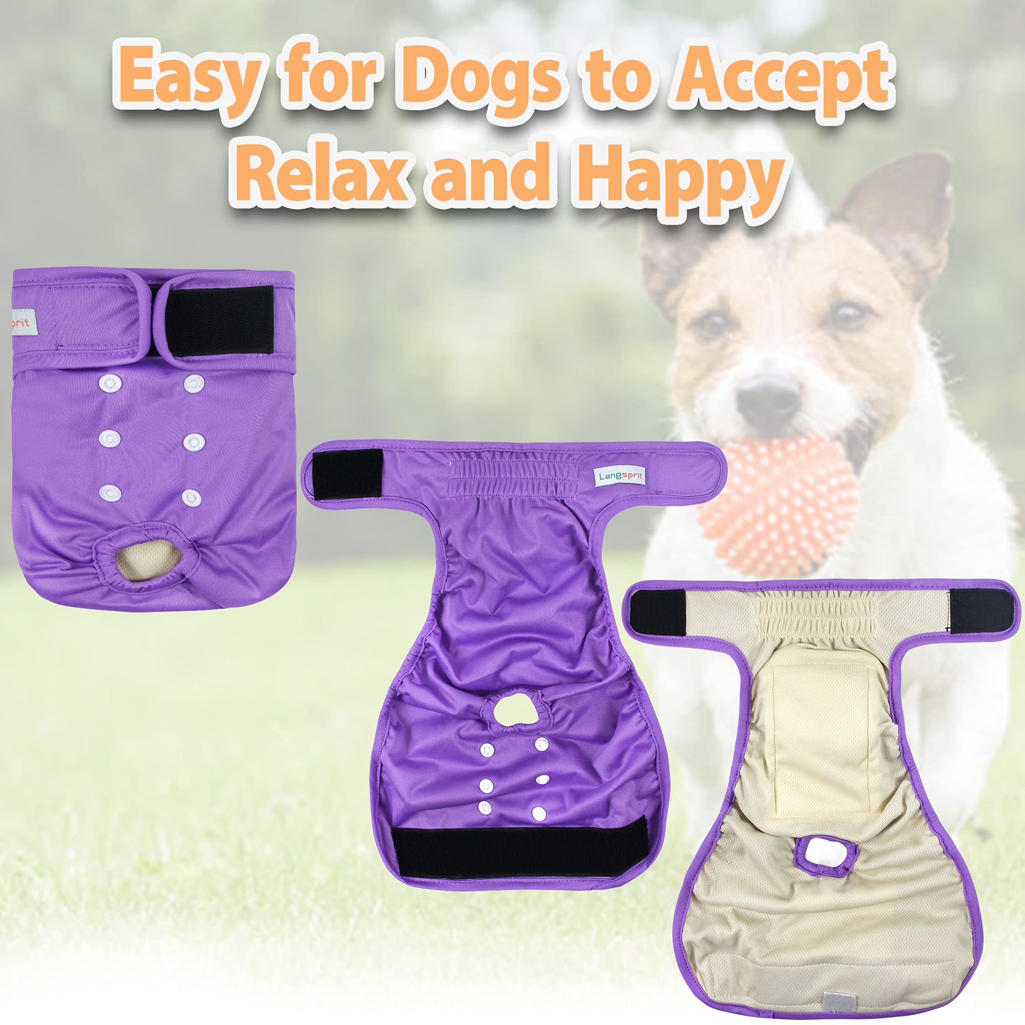 Langsprit pañales para perro hembra con ajuste cómodo en casa y fuera.