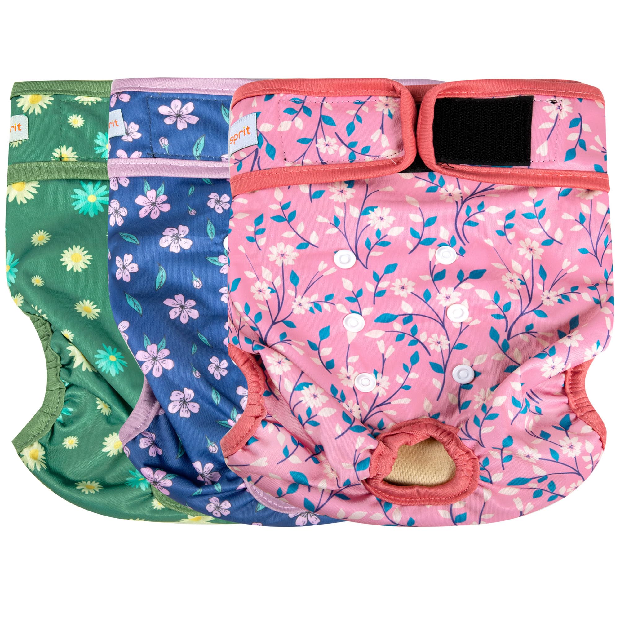 Langsprit pañales para perro femenino, vista frontal, cómodo ajuste diario para entrenar y dormir