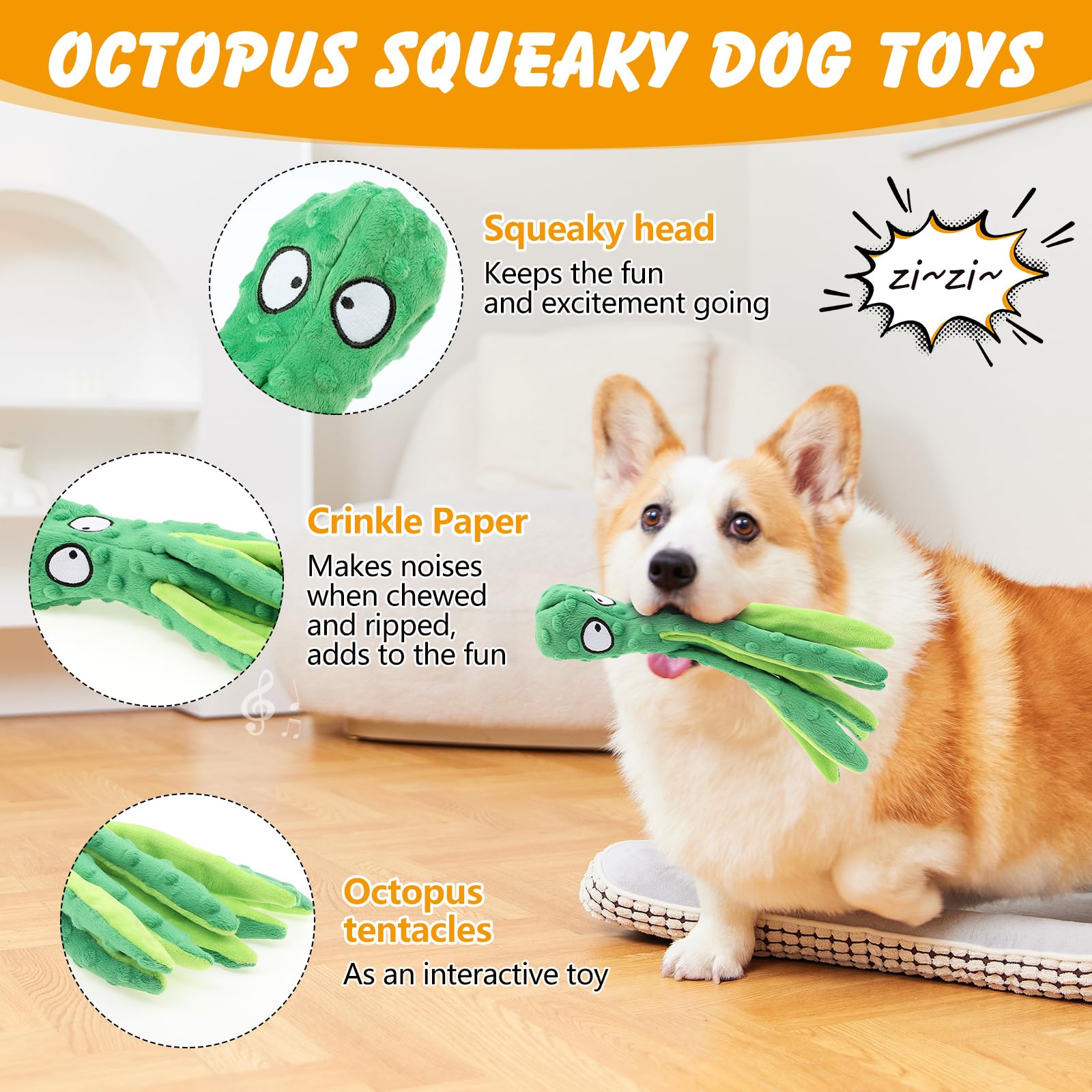 Este pulpo lanjue aporta juego interactivo y diversión al perro gracias a su sonido.