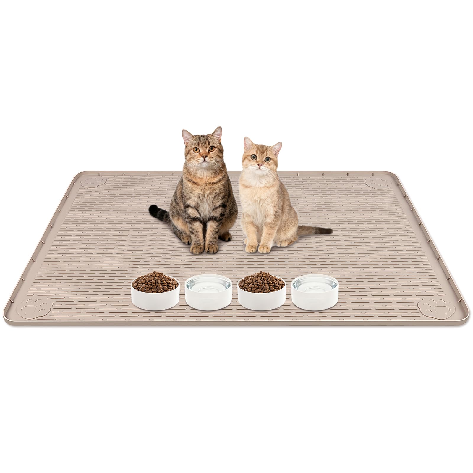 Alfombrilla Lanstics antideslizante para alimento de gato protege el suelo.