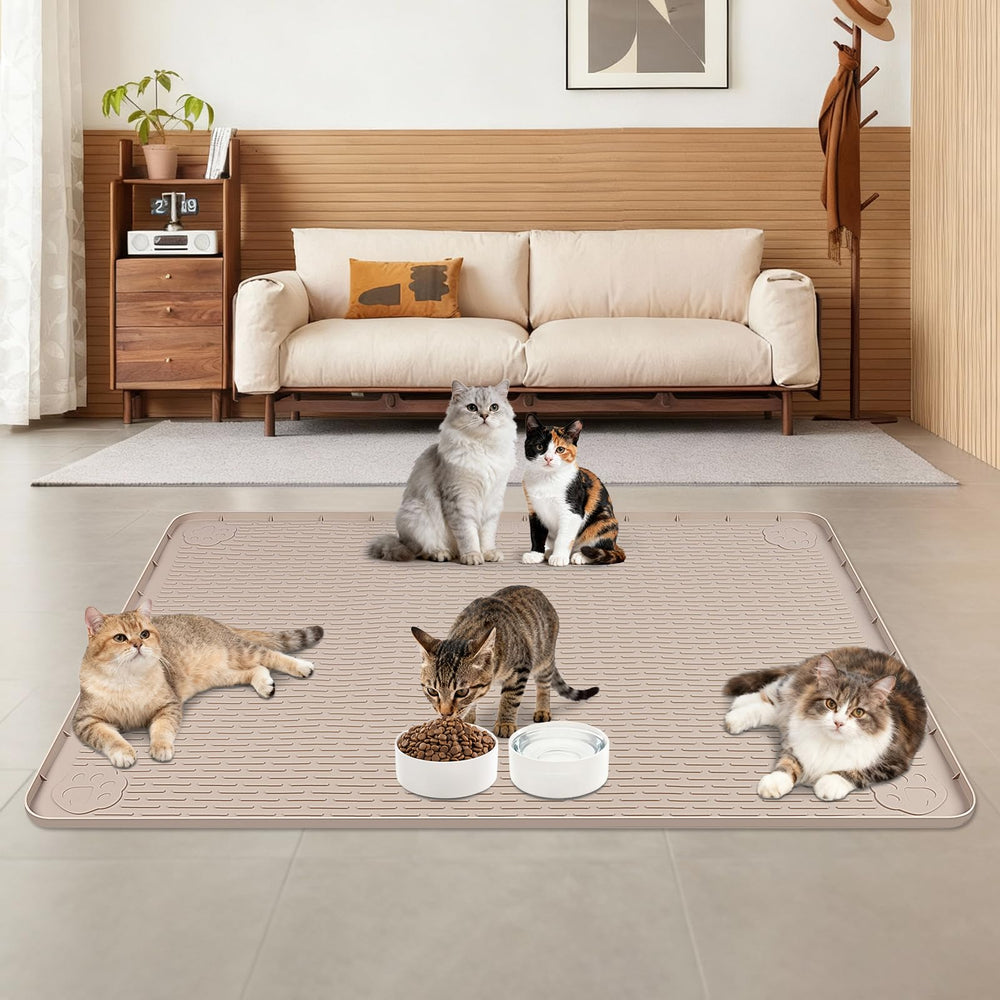 Alfombrilla Lanstics para varios tazones, ideal para comidas conjuntas.