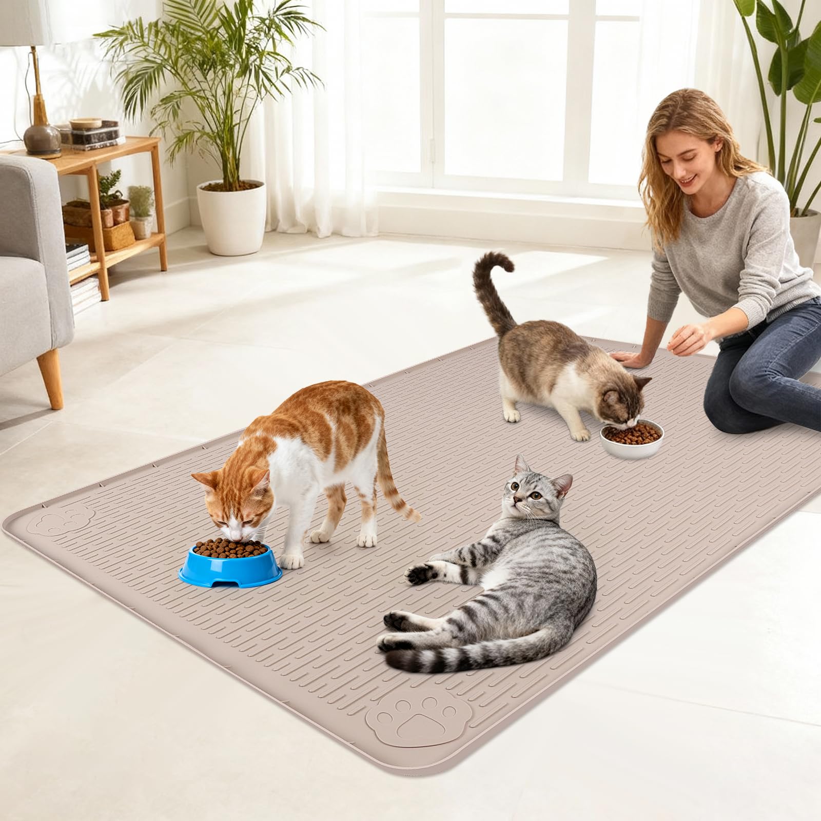 Alfombrilla Lanstics para gatos en casa y viaje, protege el suelo y es fácil de transportar.