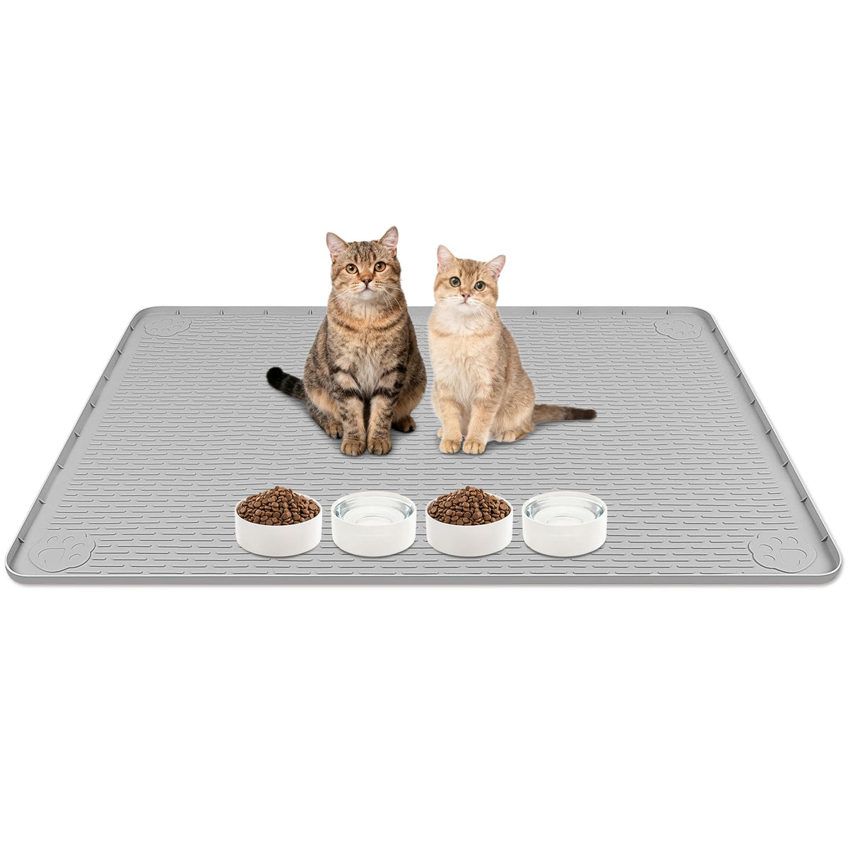 Almohadilla de alimento para gatos Lanstics de 40 x 28 pulgadas, gris, ideal para varios cuencos.