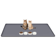 Lanstics tapete alimentación gatos gris 51x26, ideal para mantener limpio el suelo.
