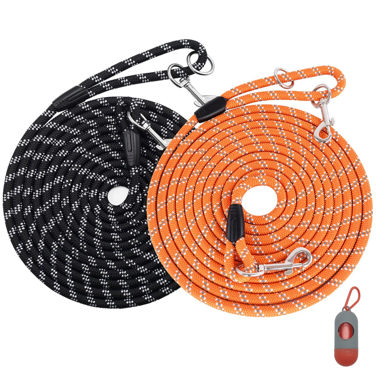 Lanwandeng correa 50 ft negro y naranja para entrenamiento de perros.