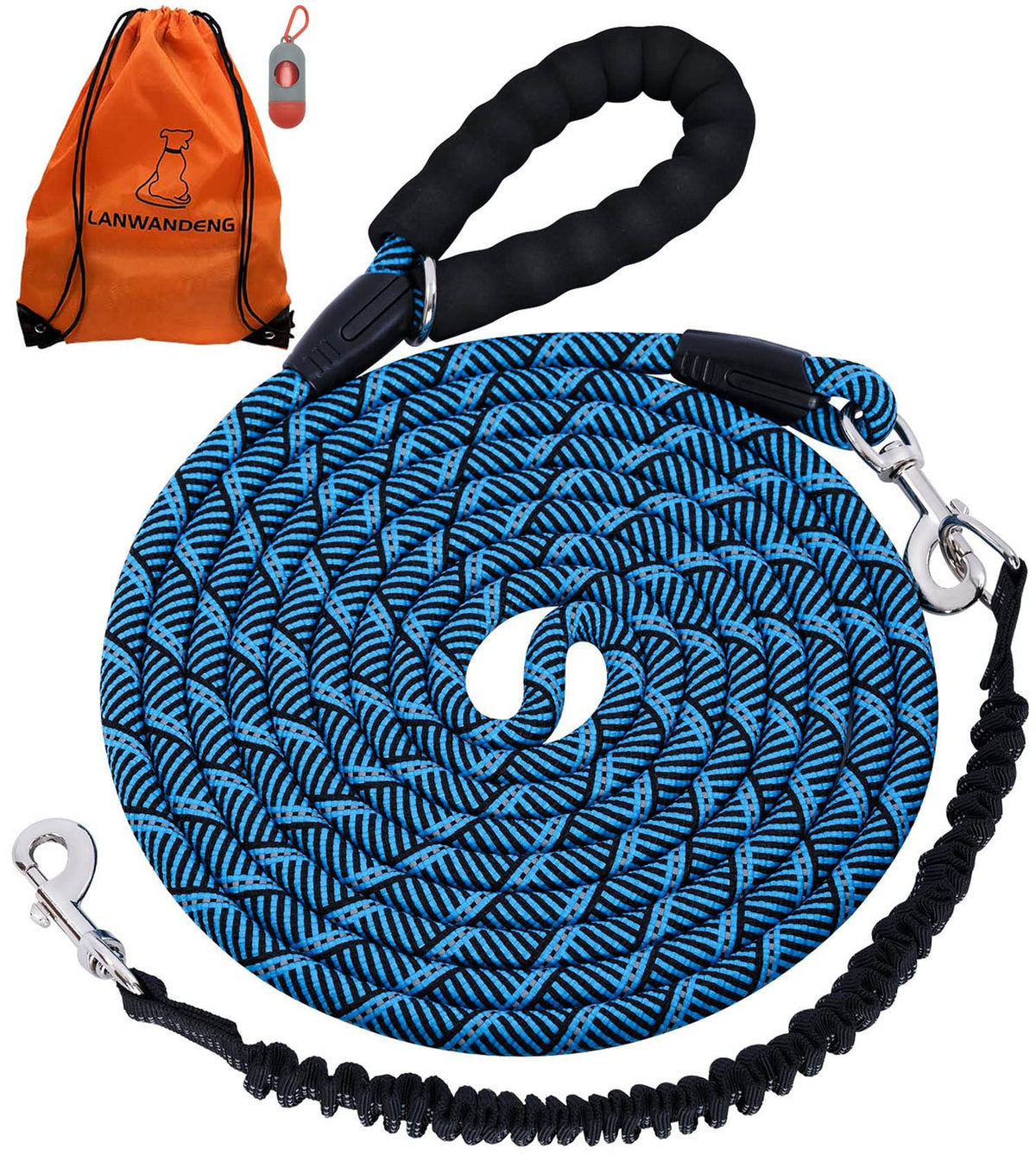 Lanwandeng correa larga 15ft reflectante para paseos seguros y controlados.
