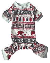 Pijama navideño Lanyarco para perro con oso festivo, ideal para paseos invernales.