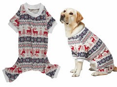 Pijama navideño Lanyarco para perros con renos y copos, ideal para fotos festivas.