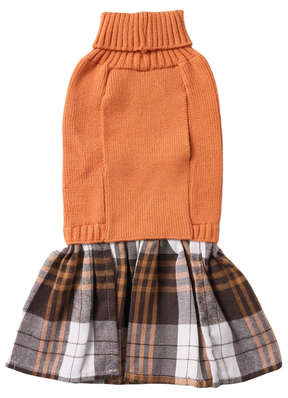 Lanyarco: sudadera naranja con falda a cuadros, estilo otoñal para paseos.