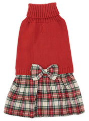 Lanyarco vestido-sudadera borgoña para perro, vista frontal, cálido y elegante.