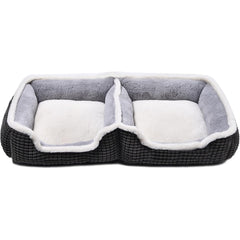 Laojin Balhen: cama doble para dos mascotas con diseño unido, ideal para dormir juntas.