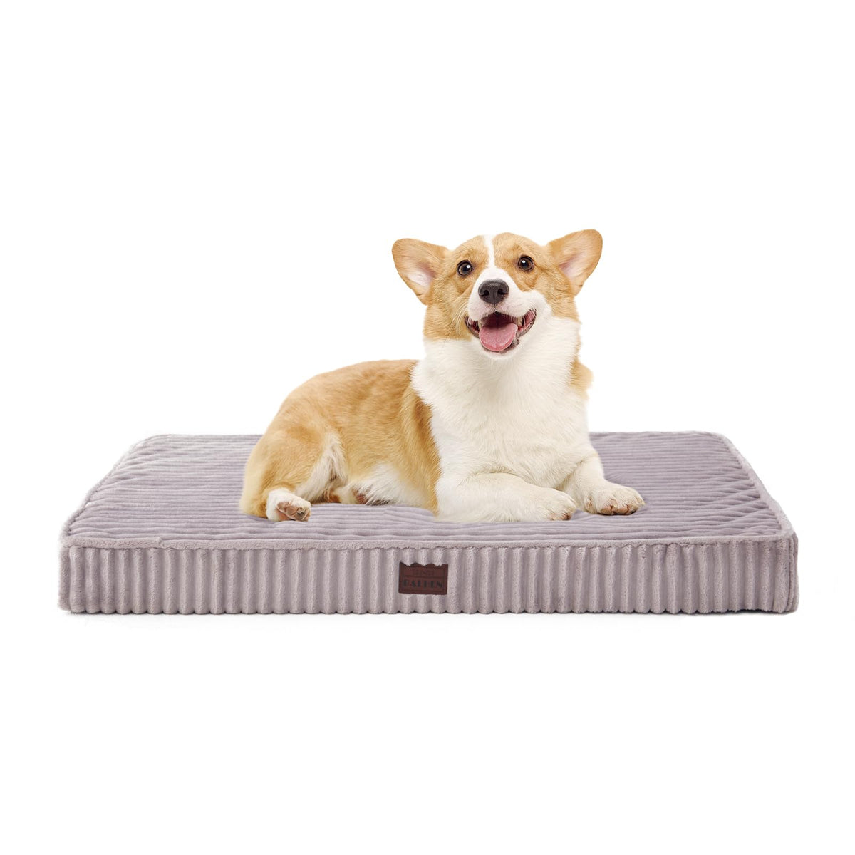 Laojin Balhen cama ortopédica para perros con rayas, soporte cómodo para mascotas medianas.