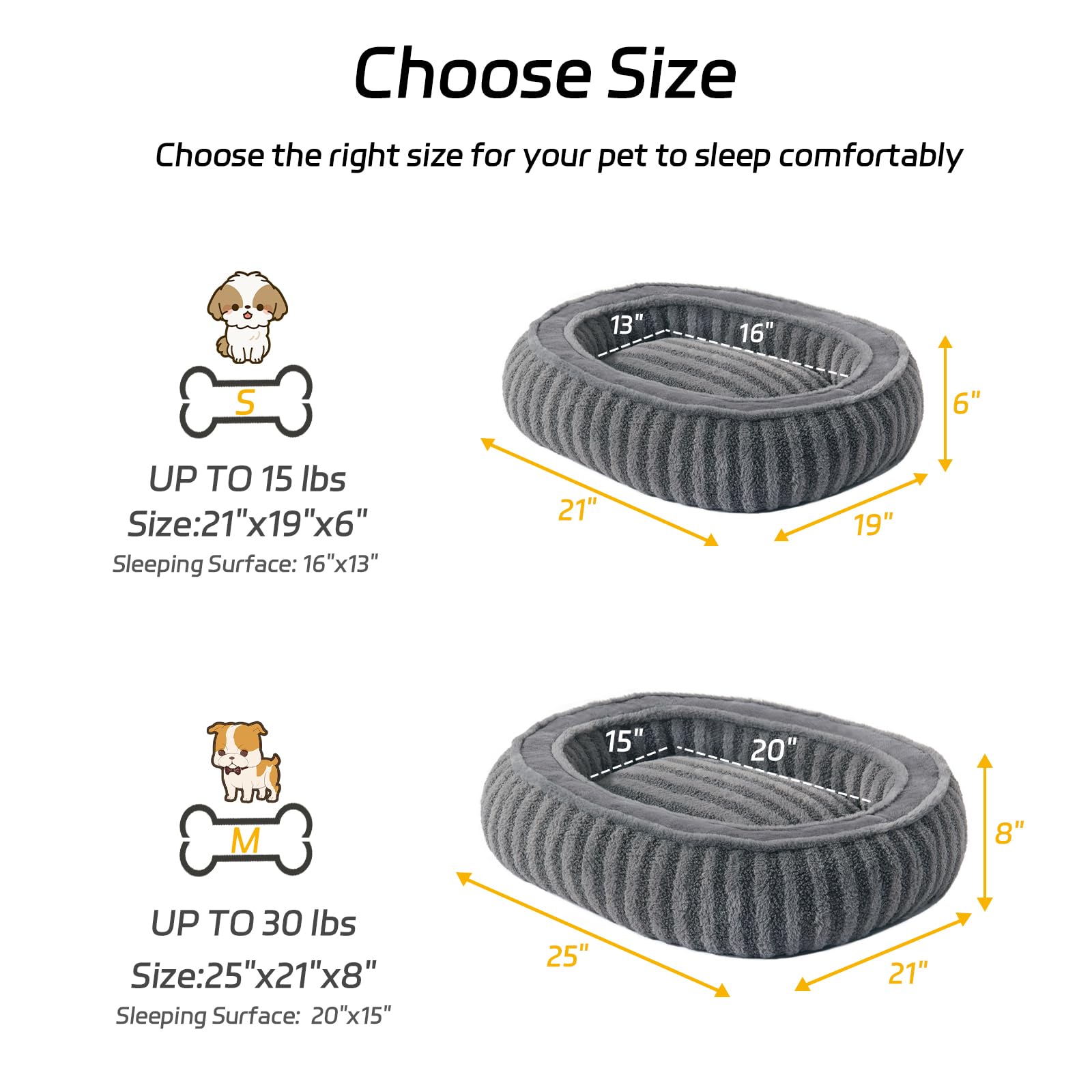 Cama tamaño pequeño Laojin Balhen para mascotas hasta 15 lb, gris.