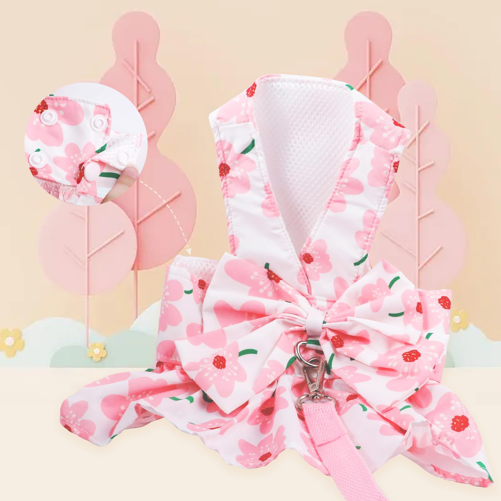 Perrito cómodo y transpirable con vestido LAPOHI en primavera.