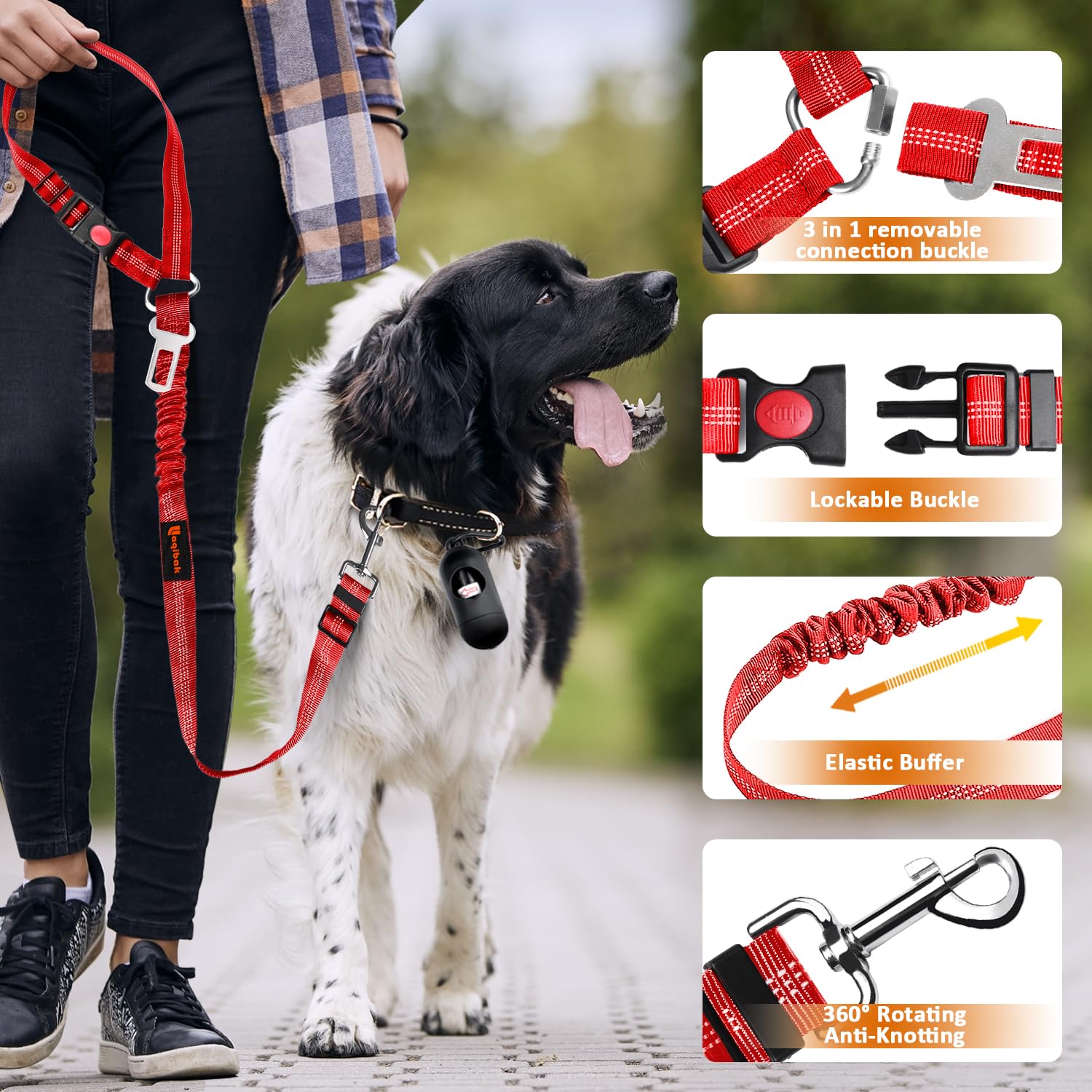Laqibak sujecion-perro-auto-para-reposacabezas mantiene al perro seguro