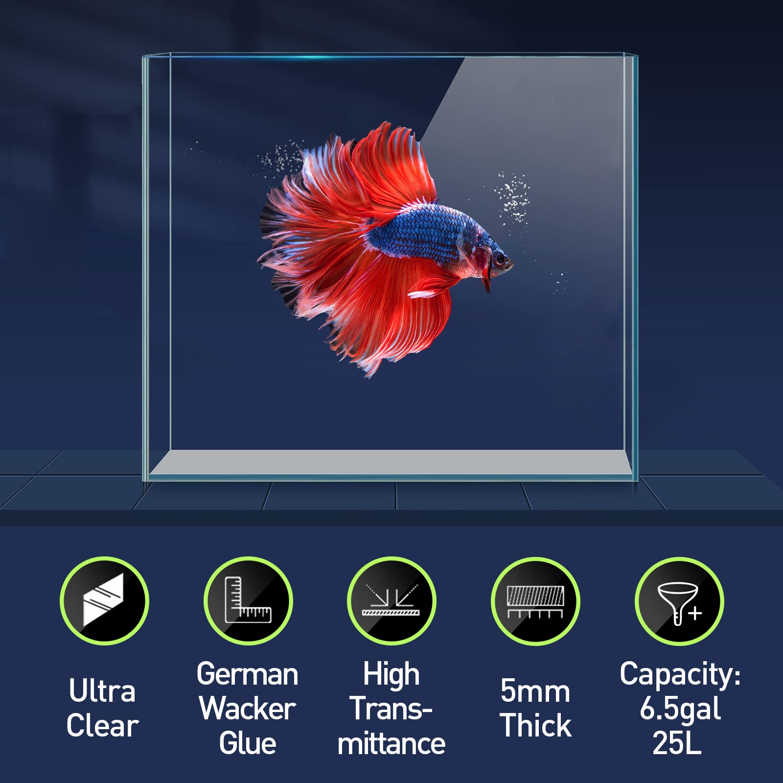Laqual acuario de 5 mm con borde artesanal ofrece durabilidad y acabado suave