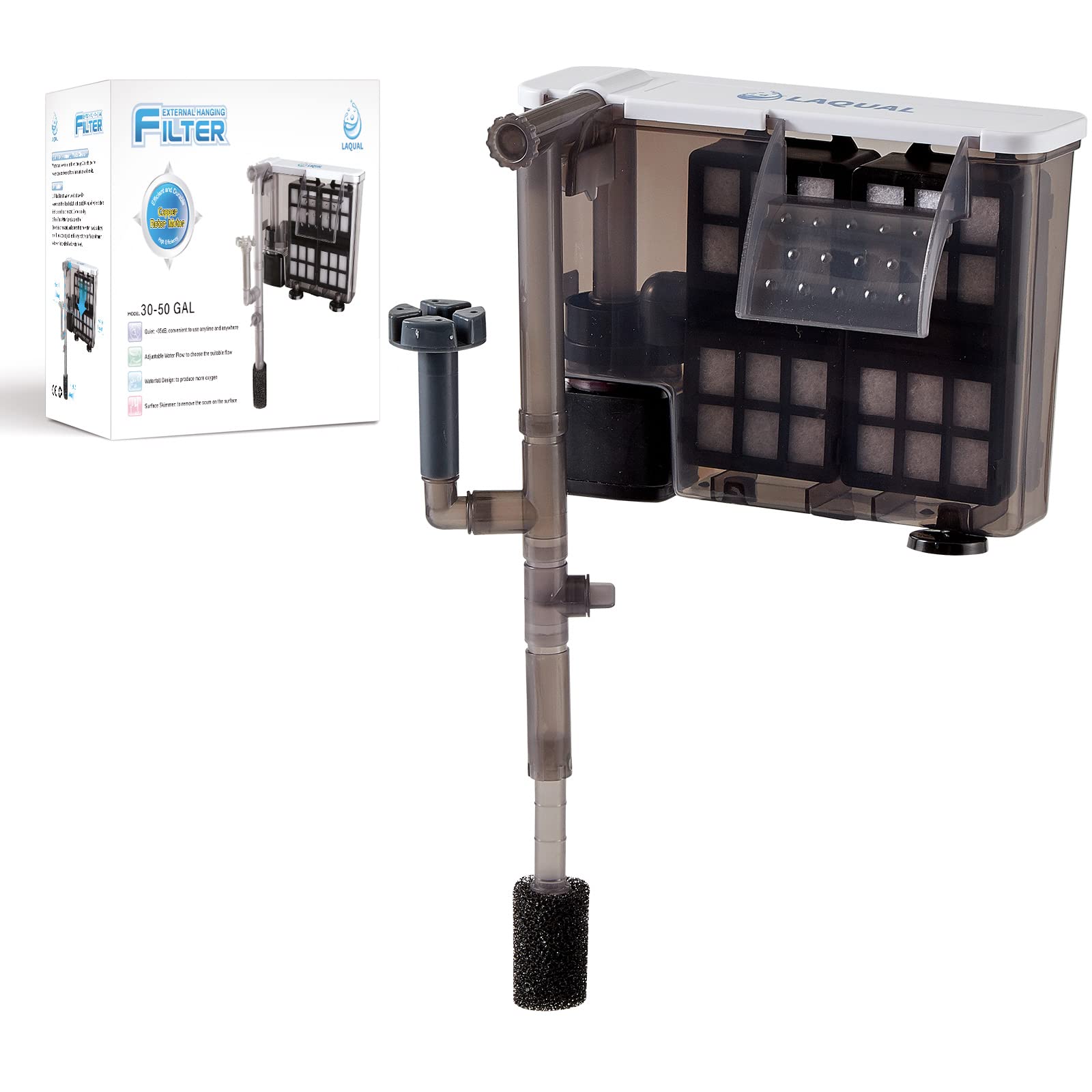 LAQUAL filtro acuario superficie: filtración completa para agua más clara.